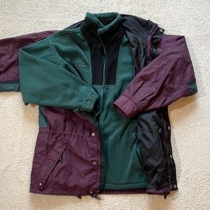 Vintage Columbia 2 in 1 Long’s Peak Nylon/Fleece Ski Jacket Set